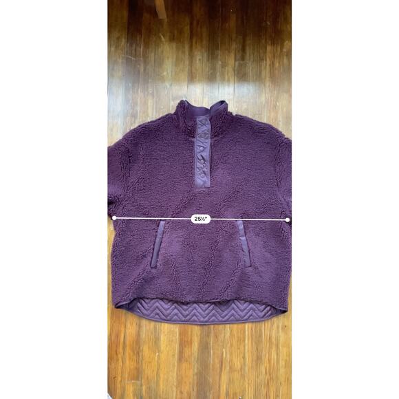 Athleta 2X Sherpa Snap Sweatshirt Spiced Cabernet Pullover Oversized Coat - Picture 8 of 10
